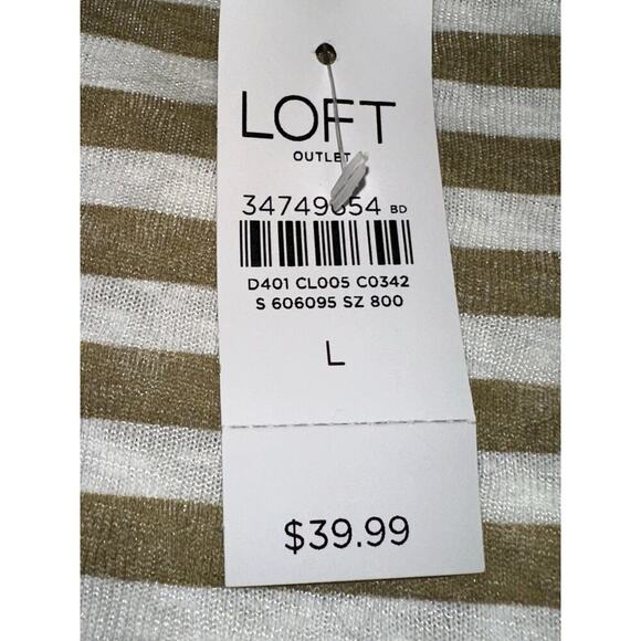 LOFT Lot of 2 pullover tops Pink Tan white Stripe L NWT Casual Boxy lightweight - Picture 12 of 16